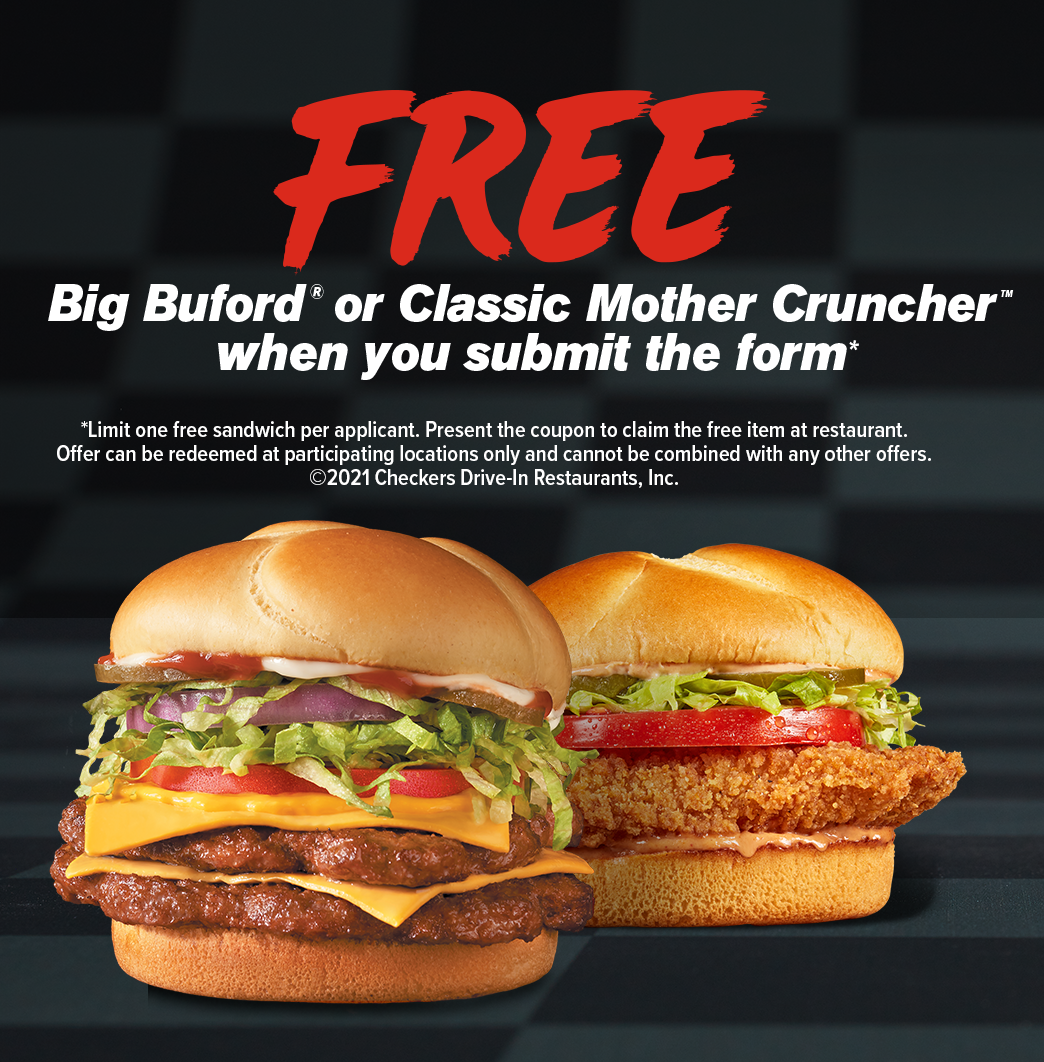 Free big buford or mother cruncher when you fill out the form