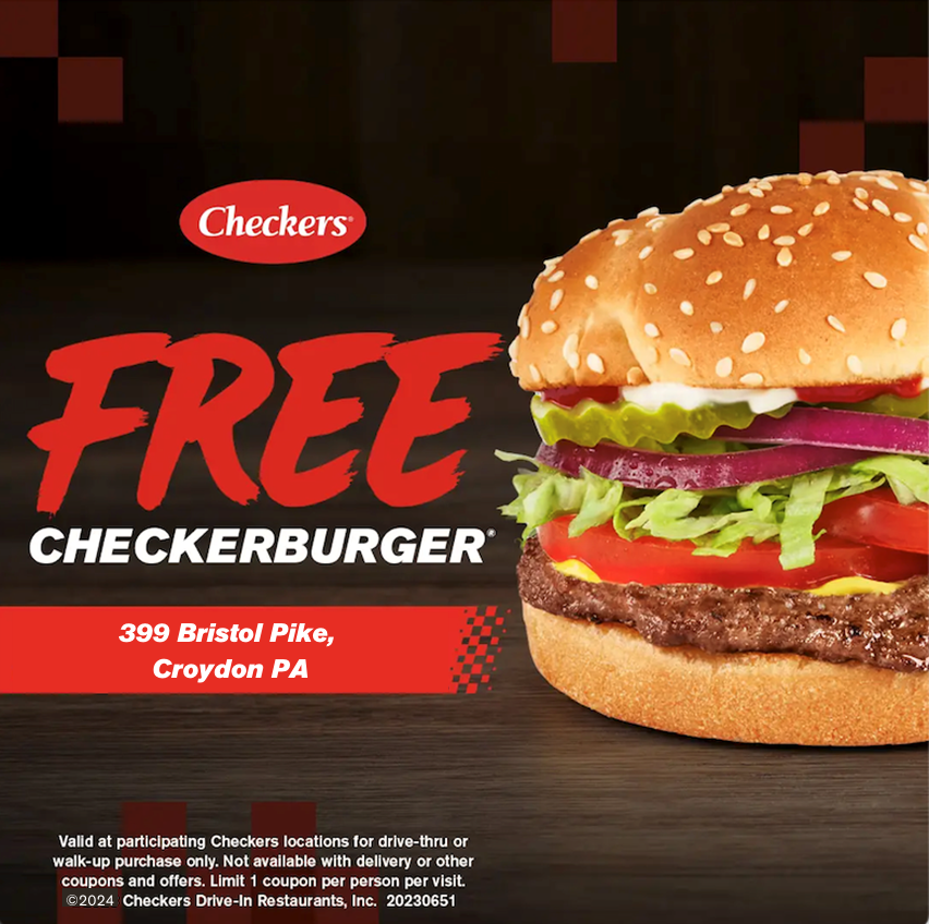 free checkerburger 399 Bristol Pike, Croydon PA