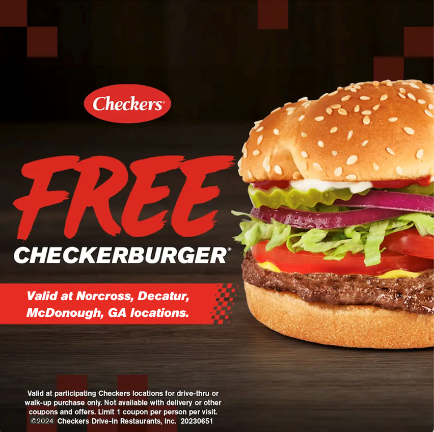 Free Checkerburger at Norcross, Decatur, McDonough